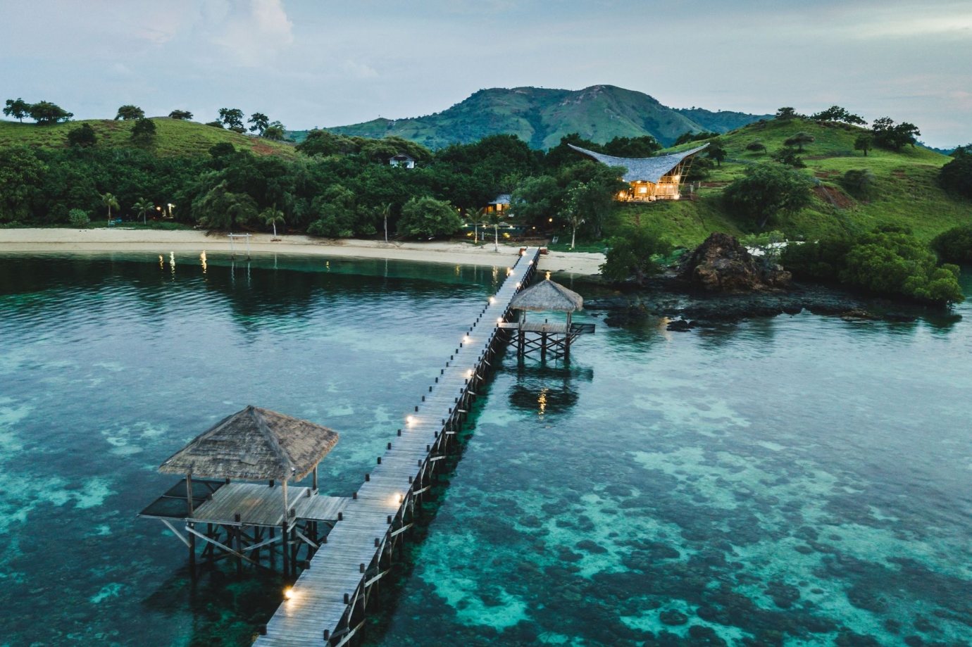 The jetty stretching over the reef