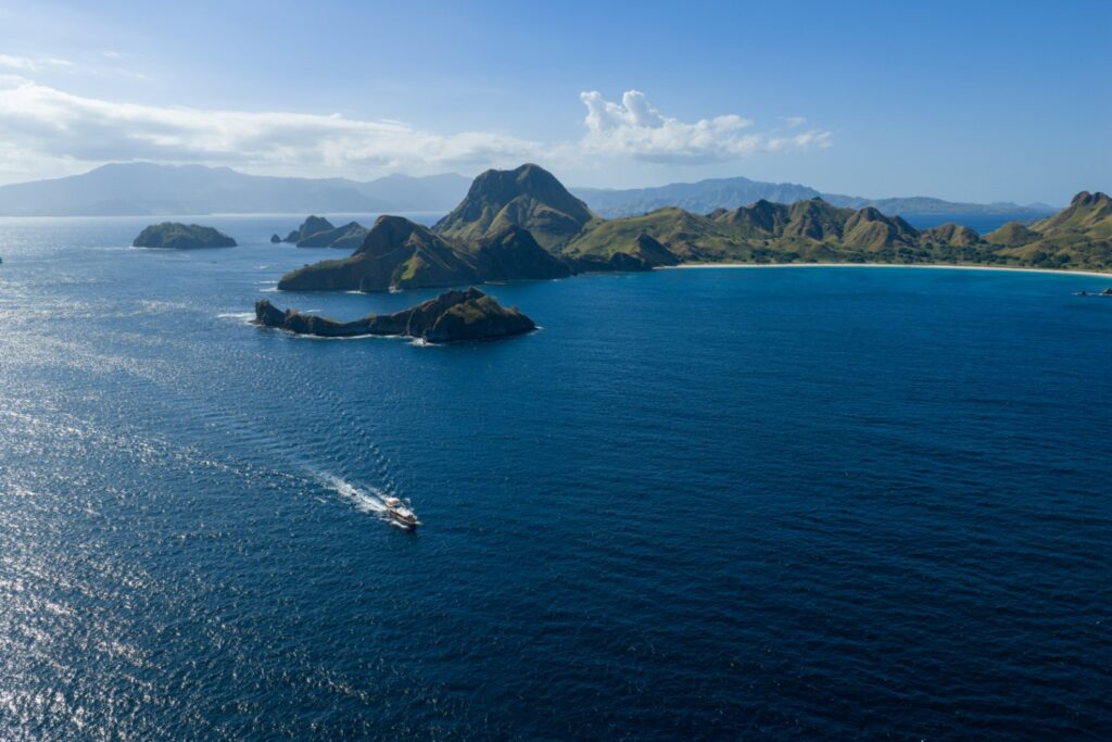 Speedboat among Komodo islands